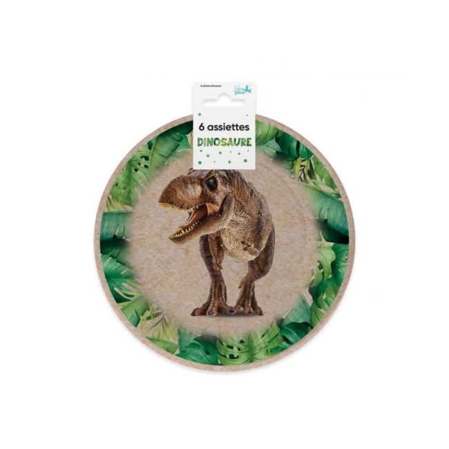 Assiettes en carton dinosaure T-rex 20 cm