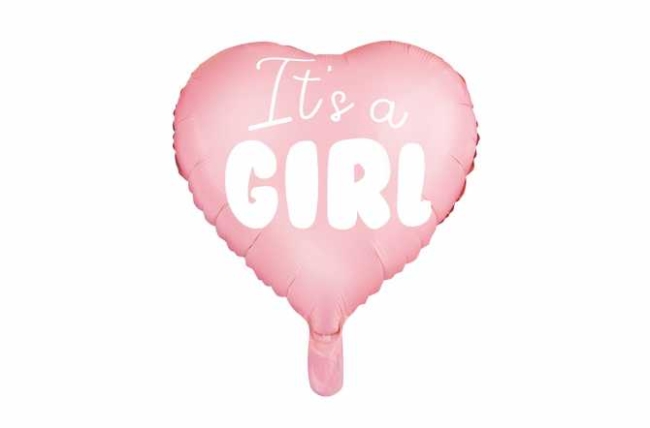 Ballon aluminium « It’s a Girl » – Cœur rose métallisé (45 cm)