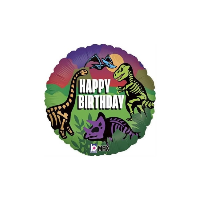 Ballon aluminium « Happy Birthday Dino » – 46 cm