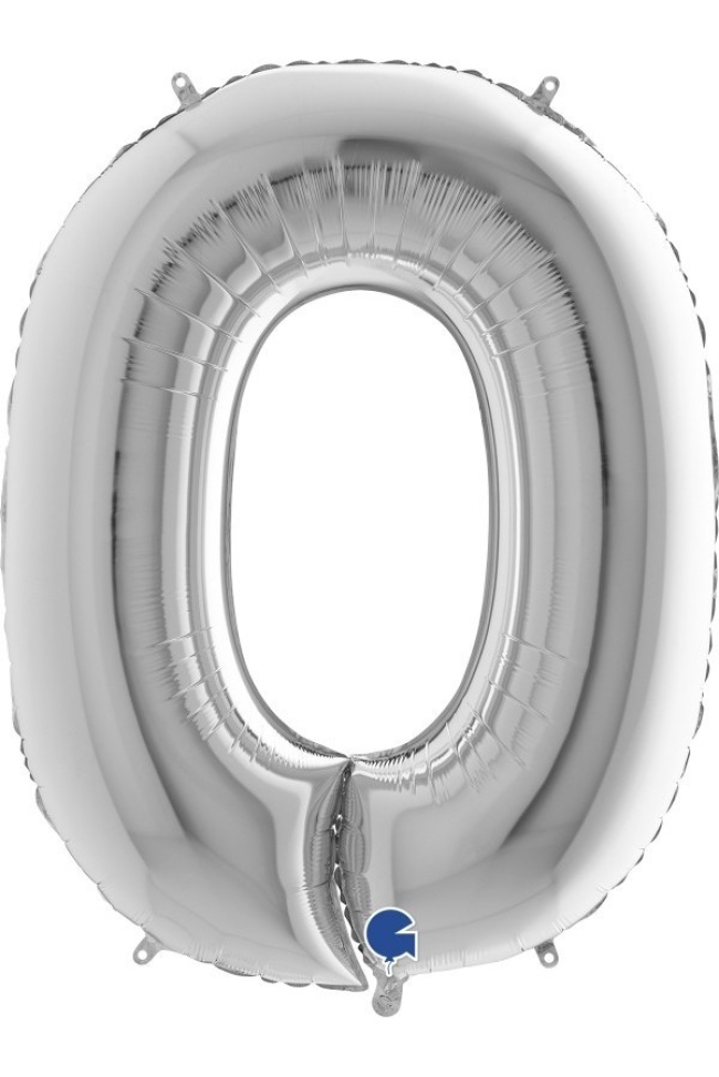 Ballon aluminium chiffre 0 argent – 71 × 90 cm
