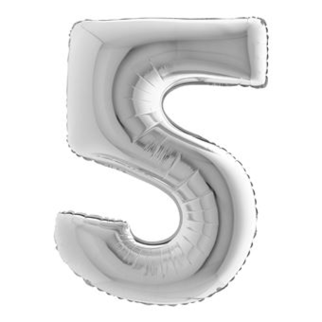 Ballon aluminium chiffre 5 argent – 102 cm