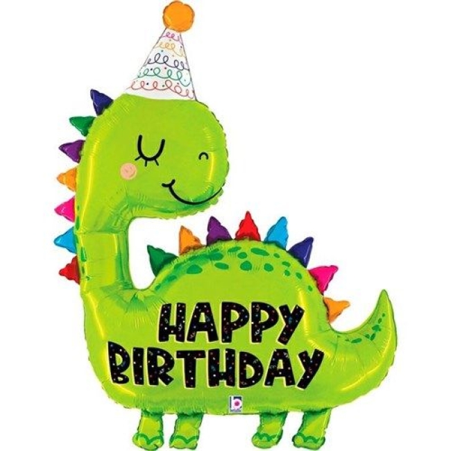 Ballon aluminium « Happy Birthday » dinosaure – 97 cm