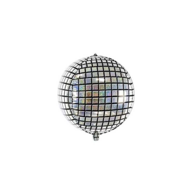 Ballon aluminium Orbz boule à facettes argent – 35 cm