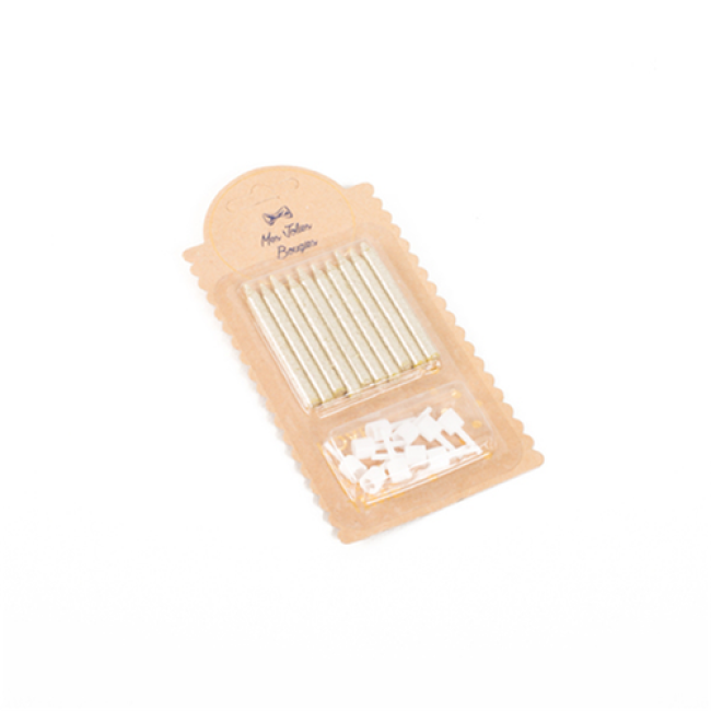 Bougies pailletées or – lot de 10 (6 cm)