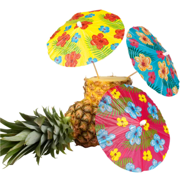 Set 6 cocktails parasols Hibiscus