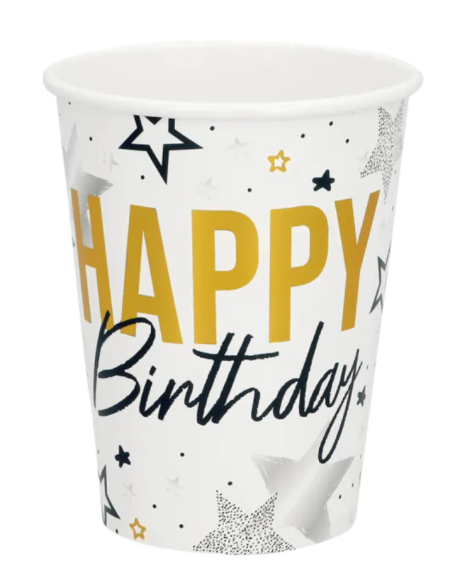 8 Gobelets 'Joyeux anniversaire'