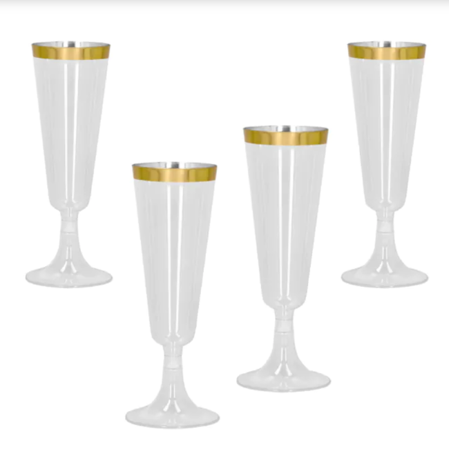 Verres à flûtes en plastique or 